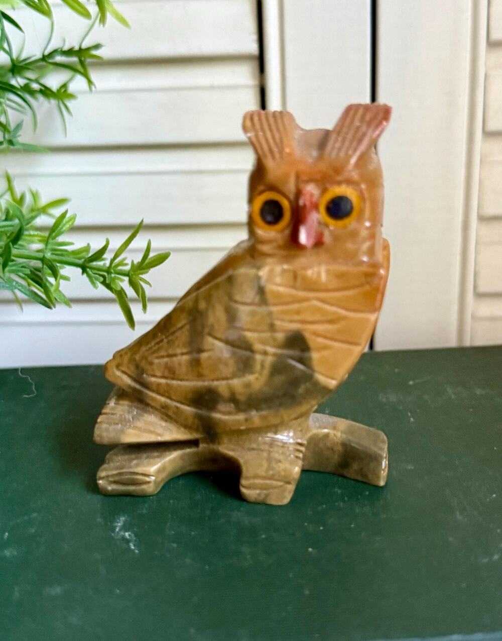 Vintage Peruvian Soapstone Owl Figurine | Hand Carved Stone Owl | Rustic Owl